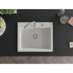 MEXEN MEXEN - Elix granitový drez 1-miska 600 x 500 mm, biela, sifón chróm 6525601005-20