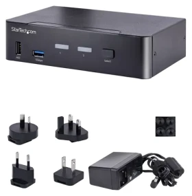 StarTech USB-C KVM prepínač 2 porty DisplayPort / KVM prepínač / 4K 60Hz UHD HDR / 4X USB HID / 3,5 mm audio (SV231DPUCA)
