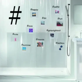 SPIRELLA HASHTAG sprchový záves s motívom číry / 180 x 200 cm / PEVA