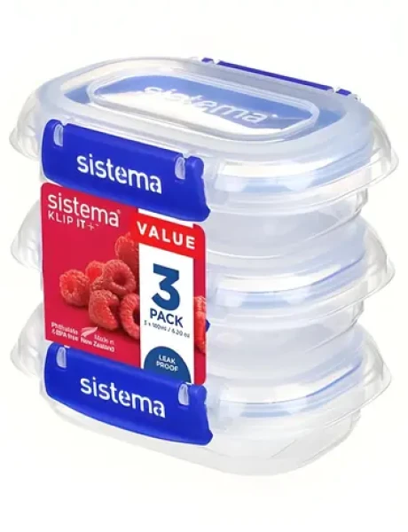 Sistema KLIP IT PLUS modrá / Sada vodotesných škatuliek na potraviny / 3x 0,18 l / 2 klipy / bez BPA (881523)