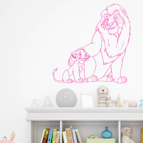 Veselá Stena Samolepka Mufasa a Simba Leví kráľ Farba: růžová, Veľkosť: 40 x 40 cm