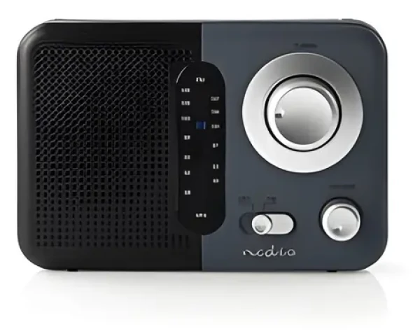 Nedis FM rádio čierna, šedá / Prenosné prevedenie / Napájanie z batérie a zo siete / 2,4 W / Slúchadlový výstup (RDFM1300GY)