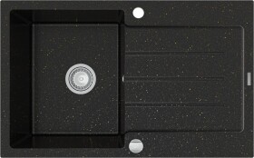MEXEN MEXEN - Bruno granitový drez 1 s odkvapkávačom 795x495 mm, čierna / zlatá metal 6513791010-75