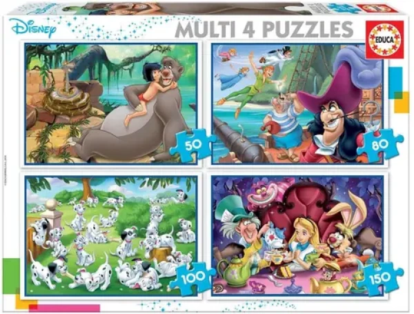 Educa Puzzle Disney rozprávky 4v1 (50 80 100 150 dielikov)