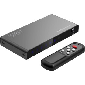 Digitus DS-55333 3 + 1 port Prepínač HDMI indikácia LED, s diaľkovým ovládaním, pripravené pre Ultra HD, kovový ukazovateľ, možné spínať jednotlivo, so; DS-55333