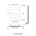 CERANO - Elektrický sušiak uterákov Luca, s displejom - 97 W - biela lesklá - 660x550 mm LIV-W-EG-6-55
