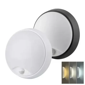 Solight WO780 LED vonkajšie osvetlenie so senzorom a nastaviteľnou CCT 18W / 1350lm / 22cm / 2v1 - biely a čierny kryt (8592718029371)