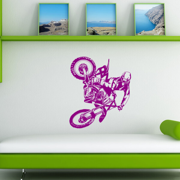 Veselá Stena Samolepka Motokros Farba: fialová, Veľkosť: 80 x 98 cm