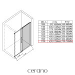CERANO - Sprchovací kút Lantono - pravá - 8 mm - Soft-Close - čierna matná, mliečne sklo - 170x70 - posuvný CER-665512
