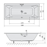 POLYSAN - KRYSTA SLIM obdĺžniková vaňa 180x70x39cm, biela 72906S