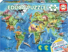 Educa Puzzle Mapa sveta s dinosaurami