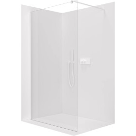 CERANO - Sprchová zástena Walk-in Onyx Round Ľ/P - 8 mm - guľatá vzpera - biela matná, transparentné sklo - 140x200 CER-482980