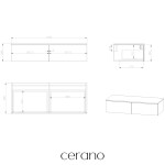 CERANO - Kúpeľňová skrinka pre umývadlá na dosku Noira - šedá matná - 120x28x48 CER-8050BD7613