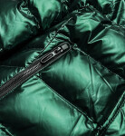 Dámska zelená prešívaná bunda s kapucňou (xw817x) odstíny zelené XL (42)