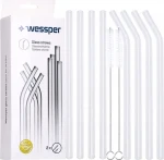 Wessper WES258 / Sada sklenených slamiek / 8 ks + 2 čistiace kefky