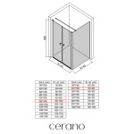 CERANO - Sprchovací kút Antelo L - Ľ/P - 6 mm - čierna matná, transparentné sklo - 96x40 - otočný CER-666559