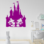 Veselá Stena Samolepka Zamilovaní Mickey a Minnie na Zámku Farba: šedá, Veľkosť: 80 x 62 cm