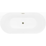 MEXEN/S - Oval Slim voľne stojaca vaňa nástenná 170 x 80, biela/sivá, sifón a prepad zlatá 52661708062-50