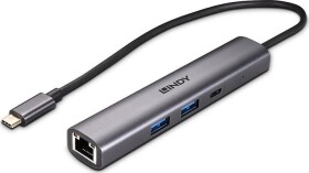 Lindy Lindy 43385 huby i koncentratory USB Type-C 10000 Mbit/s Szary