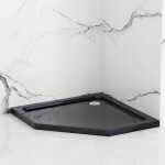 REA/S - Sprchovací kút DIAMOND 90x90 - matná čierna + sprchova vanička Diamond, biela KPL-05622