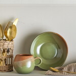 Bloomingville Paula miska z kameniny zeleno oranžová 572 ml - Bloomingville Kameninová miska Paula Green