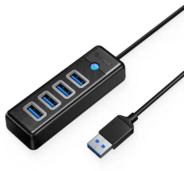 Orico PW4U-U3 čierna / USB hub / 4X USB-A 3.0 / konektor USB-A