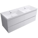 CERANO - Kúpeľňová skrinka Carole - keramické dvojumývadlo Viano - biela matná - 121,5x62,5x46,5 CER-091546