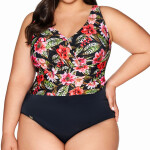 Dámske jednodielne plavky 60 black Floral - AVA černá 75/G