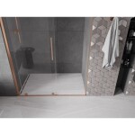 MEXEN/S - Velár posuvné sprchové dvere 130, transparent, kartáčovaná meď 871-130-000-01-65