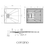 CERANO - Sprchová vanička obdélníková Gusto - SMC/minerální kompozit - strukturovaná bílá matná - 90x80x3 CER-480394