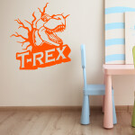 Veselá Stena Samolepka Dinosaurus T-REX Farba: ružová, Veľkosť: 60 x 65 cm