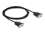 DeLock RS-232 Nullmodem / Sériový kábel / Sub-D9 samica - samica / Full Handshaking / 2 m (87472)