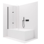 CERANO - Vaňová zástena dvojdielna Vasca - čierna matná, transparentné sklo - 120x140 - otočná/zalamovacia CER-413507