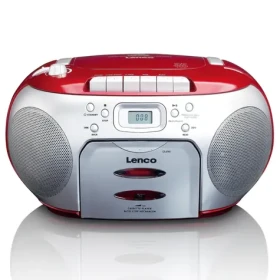 Lenco SCD-420 červená / FM rádio / CD amp; kazetový prehrávač / 2x2W / 3.5mm jack (SCD420ROT)