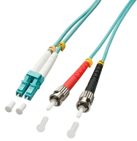 Lindy optický duplexní kabel LC-ST tyrkysová / Optický kabel / OM3 multimode / 50/125 µm / 15 m (46385)