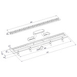 AQUALINE - MARMI podlahový žľab s roštom z nerezové oceli, L-910, DN50 1702-90