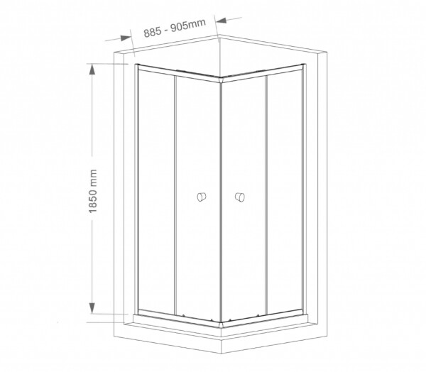 AQUALINE - AGGA štvorcová sprchová zástena 900x900, číre sklo HLF909Y