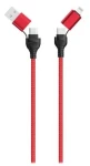 2GO čierna, červená / Nabíjací kábel 4v1 / USB-A, USB-C - USB-C, Lightning / 1,2 m (797370)