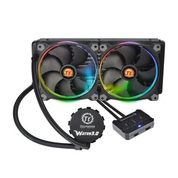 Thermaltake Water 3.0 Riing RGB 280 sivá / AIO vodný chladič CPU / 2x 140 mm / 1500 RPM @ 26.4 dB / 40.6 CFM (CL-W138-PL14SW-A)