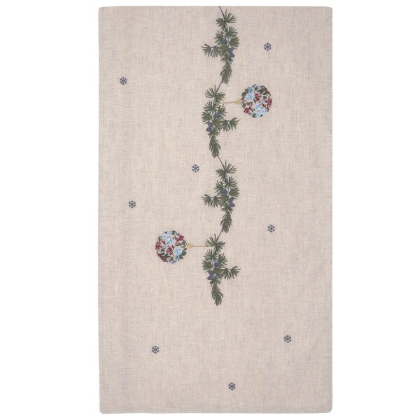 GREEN GATE Stolný behúň s výšivkou Joelle White 45 × 140 cm