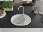 MEXEN MEXEN - Kevin granitový drez 1 s odkvapkávačom 586x458 mm, biela, sifón chróm 6517581005-20