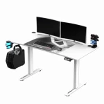 Ultradesk LEVEL V2 biela / Herný elektricky nastaviteľný stôl / 140 x 68 x 72-117 cm / držiak slúchadielnápojov (UDESK-LVA-WT)