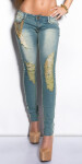 Sexy KouCla skinny-jeans with chains denimblue