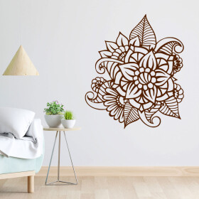 Veselá Stena Samolepka Kvetinový ornament Farba: hnědá, Veľkosť: 100 x 86 cm