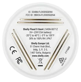 Shelly Flood S Gen4 biela / Senzor zaplavenia / WiFi / Bluetooth / ZigBee / Matter (Flood S Gen4)