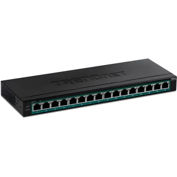 Trendnet 16-portový PoE+ switch s 2x SFP / Switch / 16x Gigabit PoE+ / 123 W / 32 Gbit/s / kovové prevedenie (TPE-TG160H)