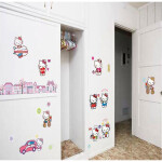 Veselá Stena Samolepka Hello Kitty s domčekmi