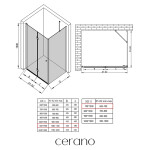CERANO - Sprchovací kút Volpe L/P - 6 mm - chróm, transparentné sklo - 110x70x190 - zalamovacia CER-669643