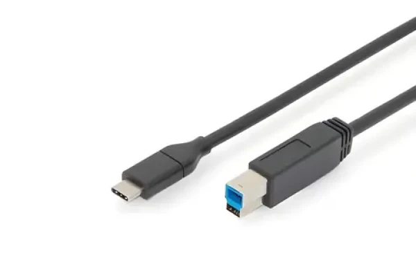 Digitus USB 3.0 kábel USB-C - USB-B 1,8m čierny / Kábel / 5 Gbit/s / USB PD (AK-300149-018-S)