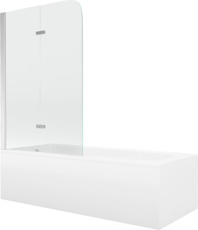 MEXEN/S - Vega obdĺžniková vaňa 160 x 70 cm s panelom + vaňová zástena 80, transparent, chróm 550116070X9008020100